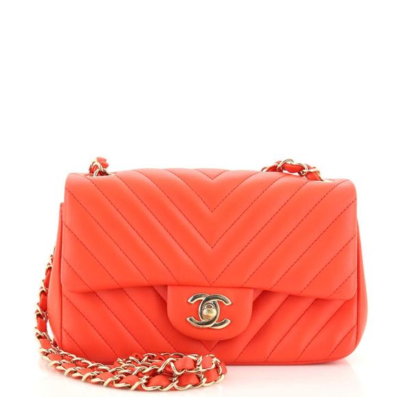CHANEL Bags Chanel Classic Single Flap Bag Chevron Lambskin Mini